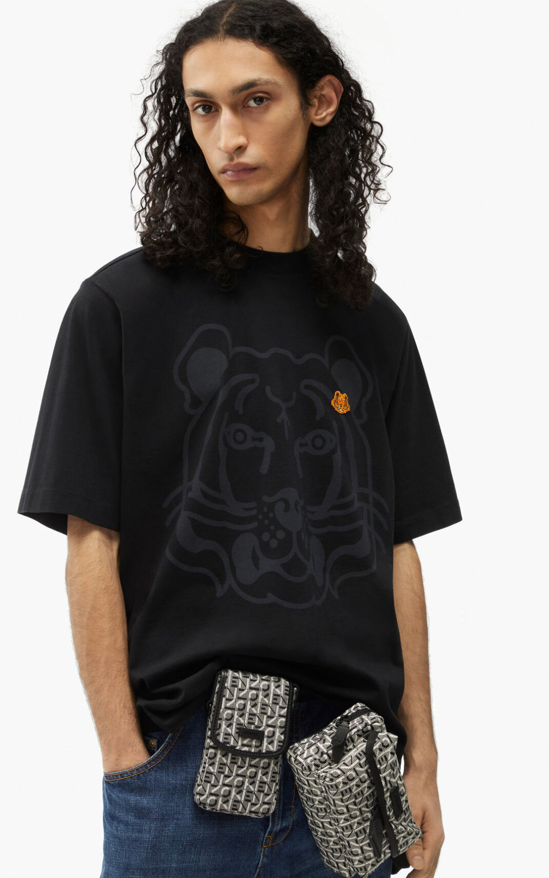 Camiseta Kenzo K Tiger oversized Masculino - Pretas | 275FZTQIK